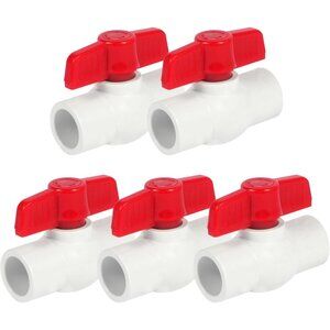 5 Pack] 1/2'' PVC Ball Valves, Water Shut Off Valves, 1/2 inch Ball Valves Slip,